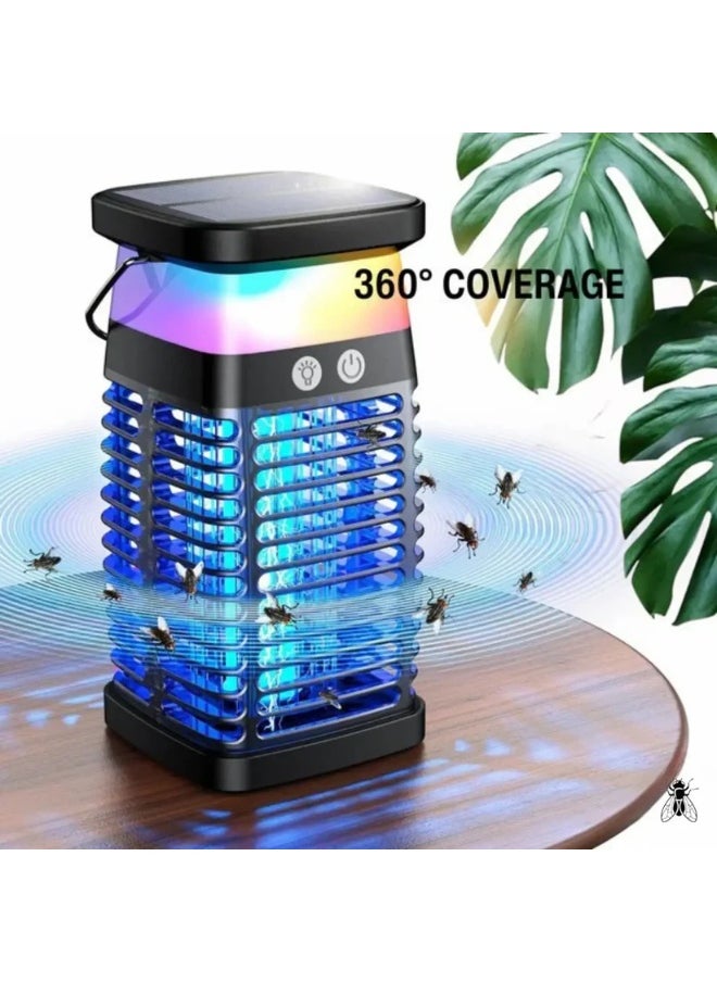Solar Powered Bug Zapper – 3-in-1 UV Mosquito Killer Lamp, 4000mAh Battery, RGB Lighting, Waterproof for Indoor & Outdoor Use