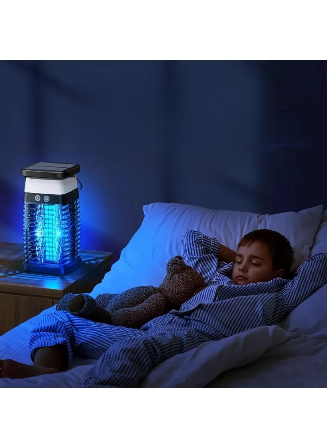 Solar Powered Bug Zapper – 3-in-1 UV Mosquito Killer Lamp, 4000mAh Battery, RGB Lighting, Waterproof for Indoor & Outdoor Use
