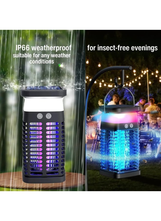 Solar Powered Bug Zapper – 3-in-1 UV Mosquito Killer Lamp, 4000mAh Battery, RGB Lighting, Waterproof for Indoor & Outdoor Use
