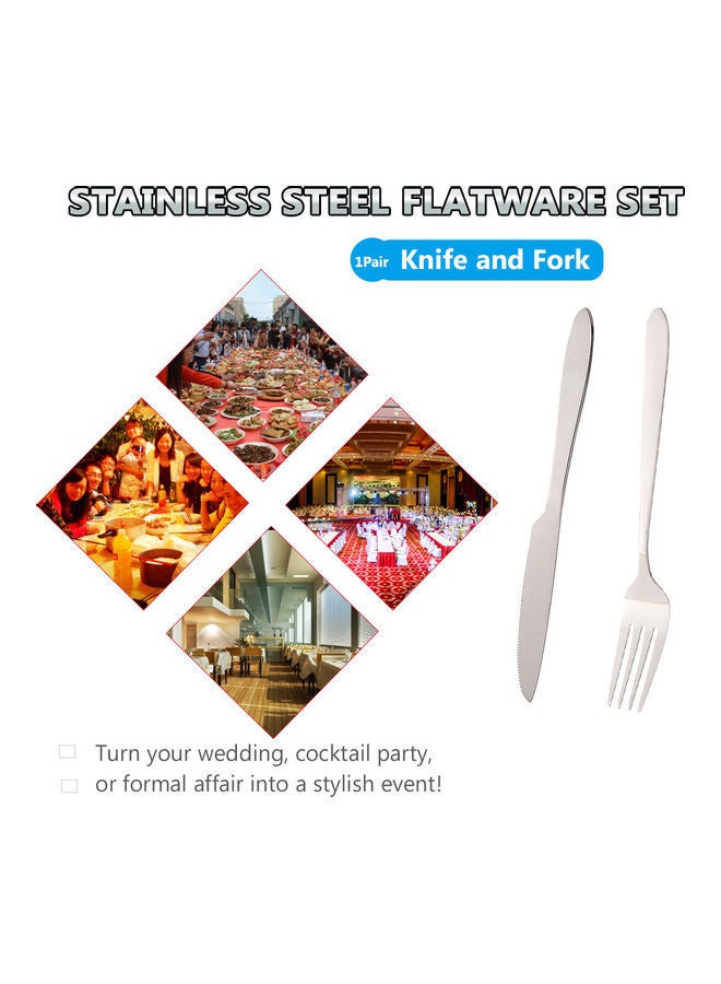 NIBEMINENT 2-Piece Stainless Steel Flatware Set Silver 21.5x2x2.5cm - Image 2