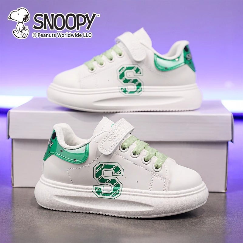 Snoopy Kidsren'S Shoes, Boys' Leather Waterproof Sneakers, Spring Kidsren'S Sports Shoes, Spring & Fall Girls' Campus White Shoes - Image 5