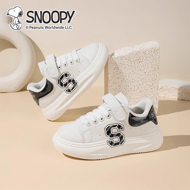 Snoopy Kidsren'S Shoes, Boys' Leather Waterproof Sneakers, Spring Kidsren'S Sports Shoes, Spring & Fall Girls' Campus White Shoes - Image 3