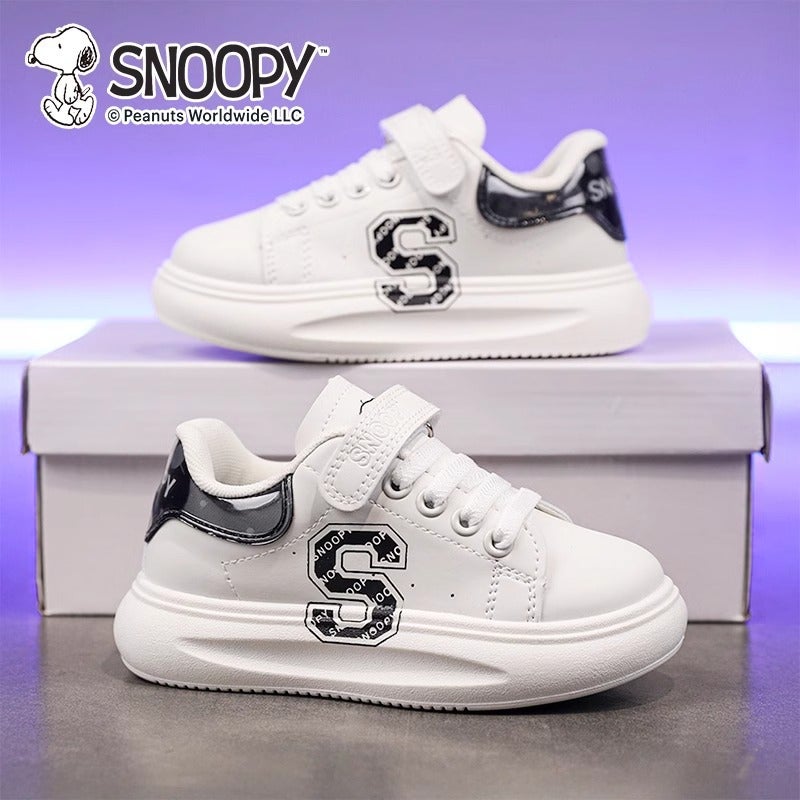Snoopy Kidsren'S Shoes, Boys' Leather Waterproof Sneakers, Spring Kidsren'S Sports Shoes, Spring & Fall Girls' Campus White Shoes - Image 1