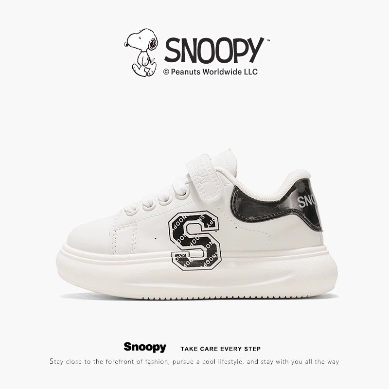 Snoopy Kidsren'S Shoes, Boys' Leather Waterproof Sneakers, Spring Kidsren'S Sports Shoes, Spring & Fall Girls' Campus White Shoes - Image 2