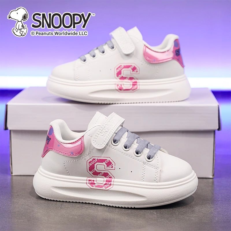 Snoopy Kidsren'S Shoes, Boys' Leather Waterproof Sneakers, Spring Kidsren'S Sports Shoes, Spring & Fall Girls' Campus White Shoes - Image 4