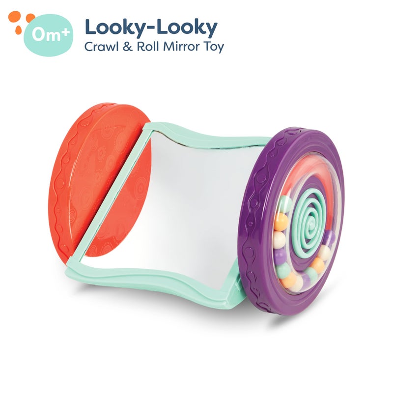 B. toys â€“ Baby Toys Mirror with Rolling Sensory Wheels â€“ Interactive Rolyâ€“ Poly Mirror for Tummy Time & Crawling â€“ Early Learning for Infant Development â€“ 0+ Months - Image 3