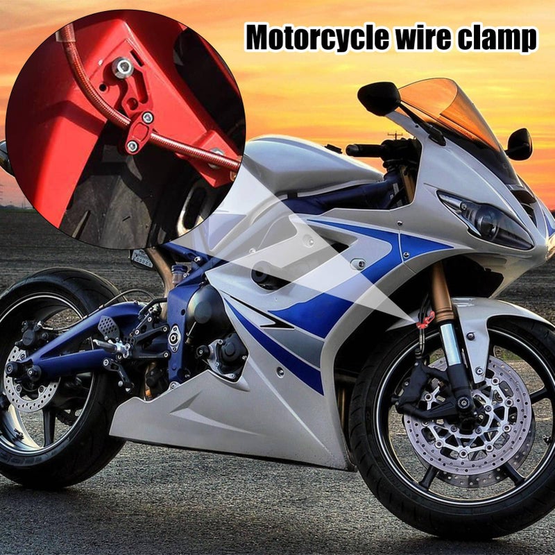 Red Motorcycle Brake Hose Clip Cable Cord Holder Oil Pipe Fixing Tool - Image 4