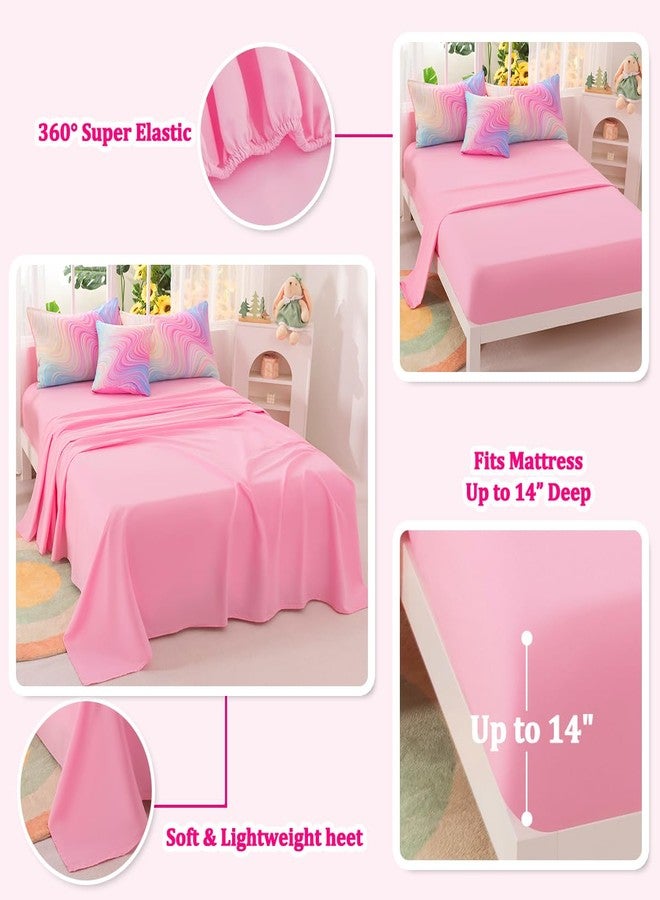 ASKOTU Girls Full Bedding Sets, 6 Pcs Pink Full Szie Comforter Set with Sheets, Tie Dye Superior Blue Pink Rainbow Bedding Set for Girls Kids - Image 4
