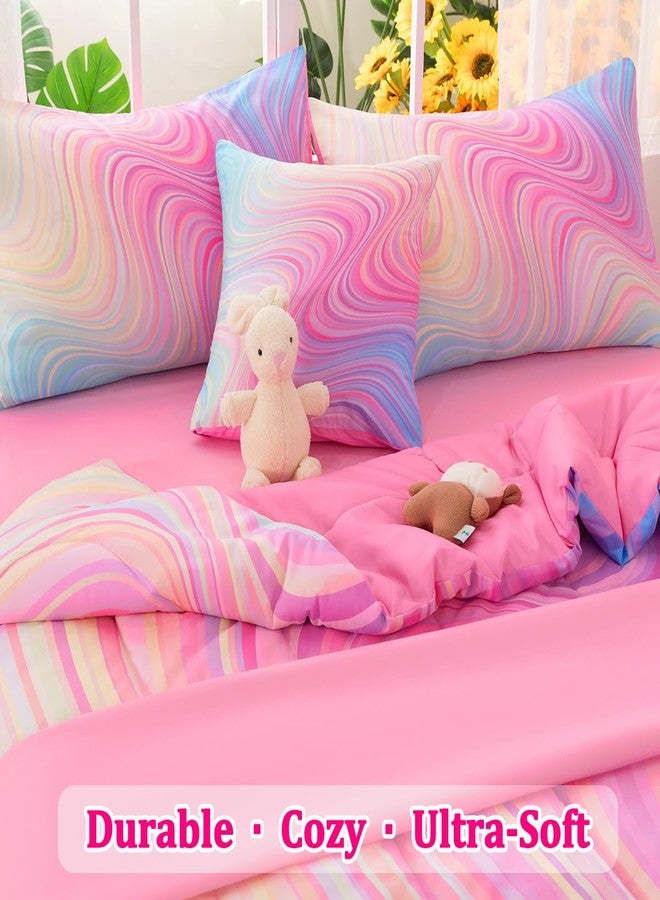 ASKOTU Girls Full Bedding Sets, 6 Pcs Pink Full Szie Comforter Set with Sheets, Tie Dye Superior Blue Pink Rainbow Bedding Set for Girls Kids - Image 3