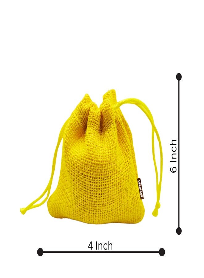Delinger Jute Drawstring Potli Bags Multi-Color 4x6 Inch Set of 6 – Durable Pouches for Gifting, Jewelry, Party Favors, Wedding Return Gifts, Diwali Hampers, and Festive Packaging - Image 4