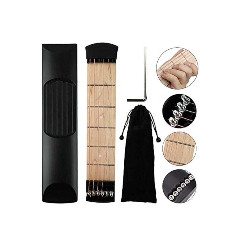 SOLARAE أداة ممارسة الجيتار المحمولة لليد اليسرى 6 أوتار، جهاز تدريب الأوتار، ملحق الجيتار، مجموعة ملحقات الجيتار، لتدريب المبتدئين في العزف على الجيتار - Image 2