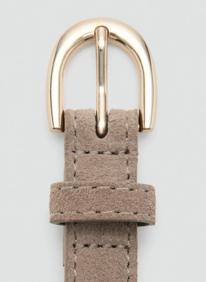 Mango 35-TOPO Suede Leather Belt for Women | Best Price UAE