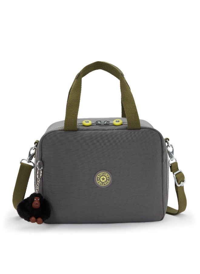 kipling Miyo Kids Insulated Medium Lunch bag with Trolley Sleeve, 8L, 0.26 kg  - Back To Grey (Grey)  - Image 1