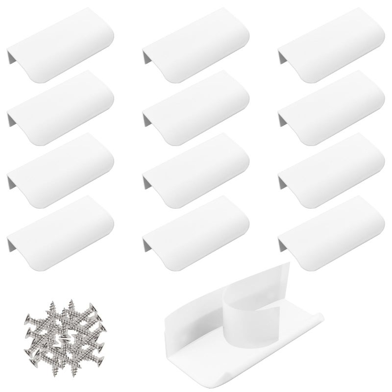 MOROBOR 16 Pack Finger Edge Pull SelfStick Instant Cabinet Drawer Pulls Concealed Drawer Pulls Modern Style Drawer Handle for Cabinet Hardware Drawer Wardrobe 80mmWhite - Image 2