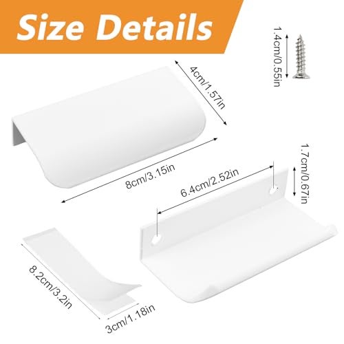 MOROBOR 16 Pack Finger Edge Pull SelfStick Instant Cabinet Drawer Pulls Concealed Drawer Pulls Modern Style Drawer Handle for Cabinet Hardware Drawer Wardrobe 80mmWhite - Image 3