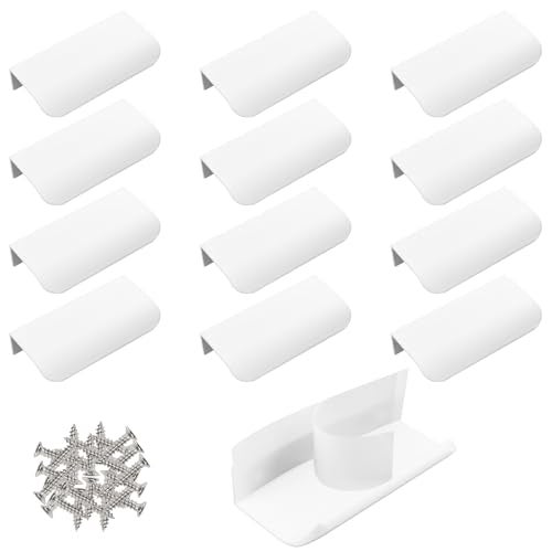 MOROBOR 16 Pack Finger Edge Pull SelfStick Instant Cabinet Drawer Pulls Concealed Drawer Pulls Modern Style Drawer Handle for Cabinet Hardware Drawer Wardrobe 80mmWhite - Image 1