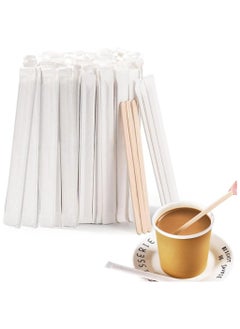 Oasisgalore 50-Pack 14cm Wooden Coffee Stirrers, Individually Wrapped, Disposable, Eco-Friendly for Tea, Milk, Hot Drinks  - Image 1