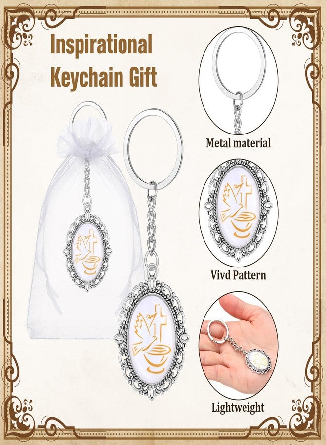 Landical 12 Pack Baptism Favors for Guests Dove Cross Keychains with Organza Bag Holy Spirit Gift for Baptism Party Favors Baby Shower Christening recuerdos para bautizo de niña - Image 4