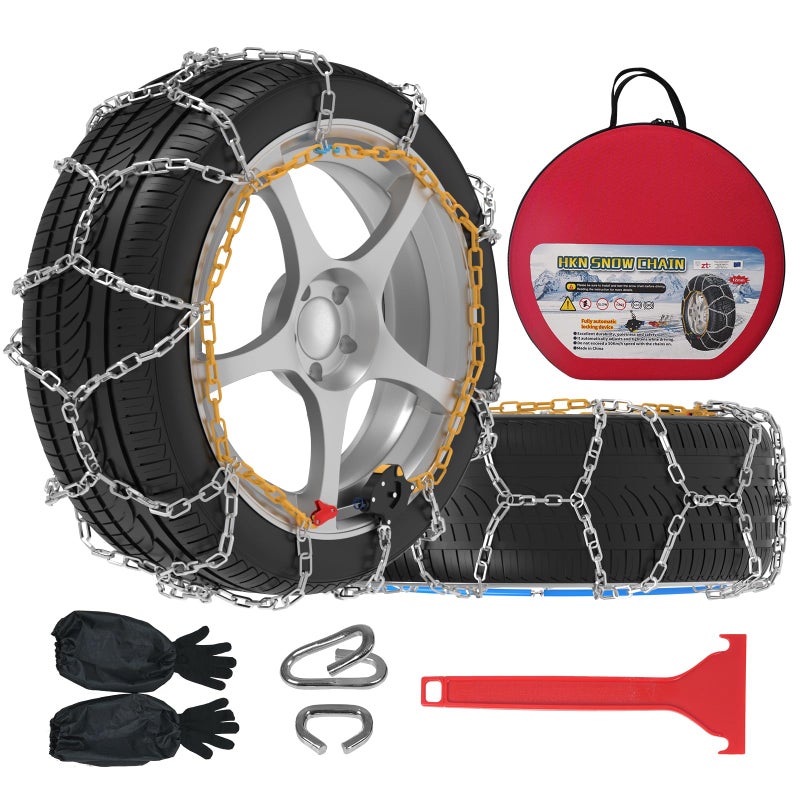 HAPPYMATE AutoFixing Snow Chains 30s Quick Fit Easy Installation TireChains Portable Reusable High Carbon Steel Anti Slip Tire Chain for Passenger Car Pickup Trucks and SUV Set of 2 - Image 3