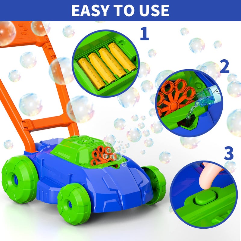Bennol Bubble Lawn Mower for Toddlers, Kids Automatic Bubble Blower Maker Machine, Outdoor Gardening Push Toys, Christmas Birthday Gifts for Preschool Baby Boys Girls - Image 5