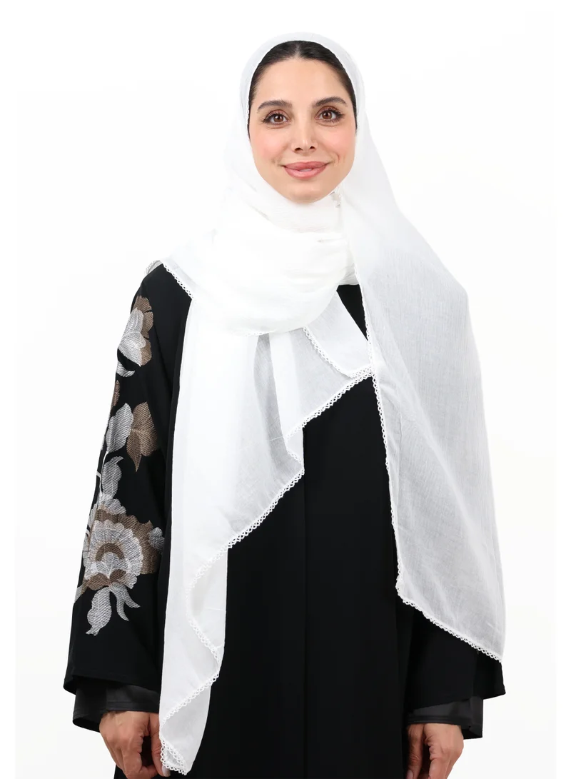 جميلة شيلة قطن ناعمة فاخرة ثابتة ضد الانزلاق مع أطراف دانتيل ناعمة (أوف وايت)