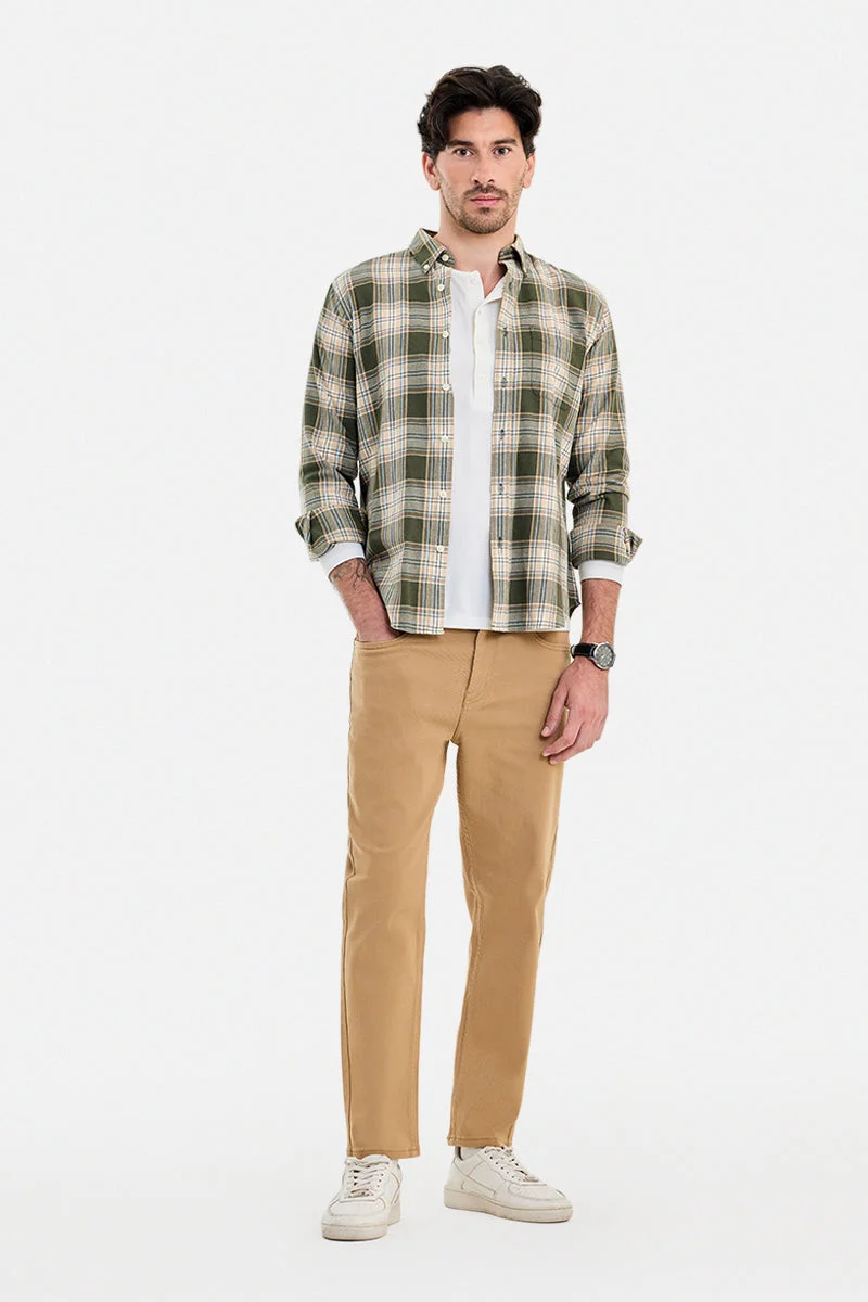 SNITCH Light Brown Light Brown Solid Tapered Casual Jeans for Men | Best Price UAE