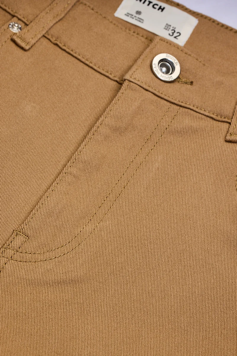 SNITCH Light Brown Light Brown Solid Tapered Casual Jeans for Men | Best Price UAE