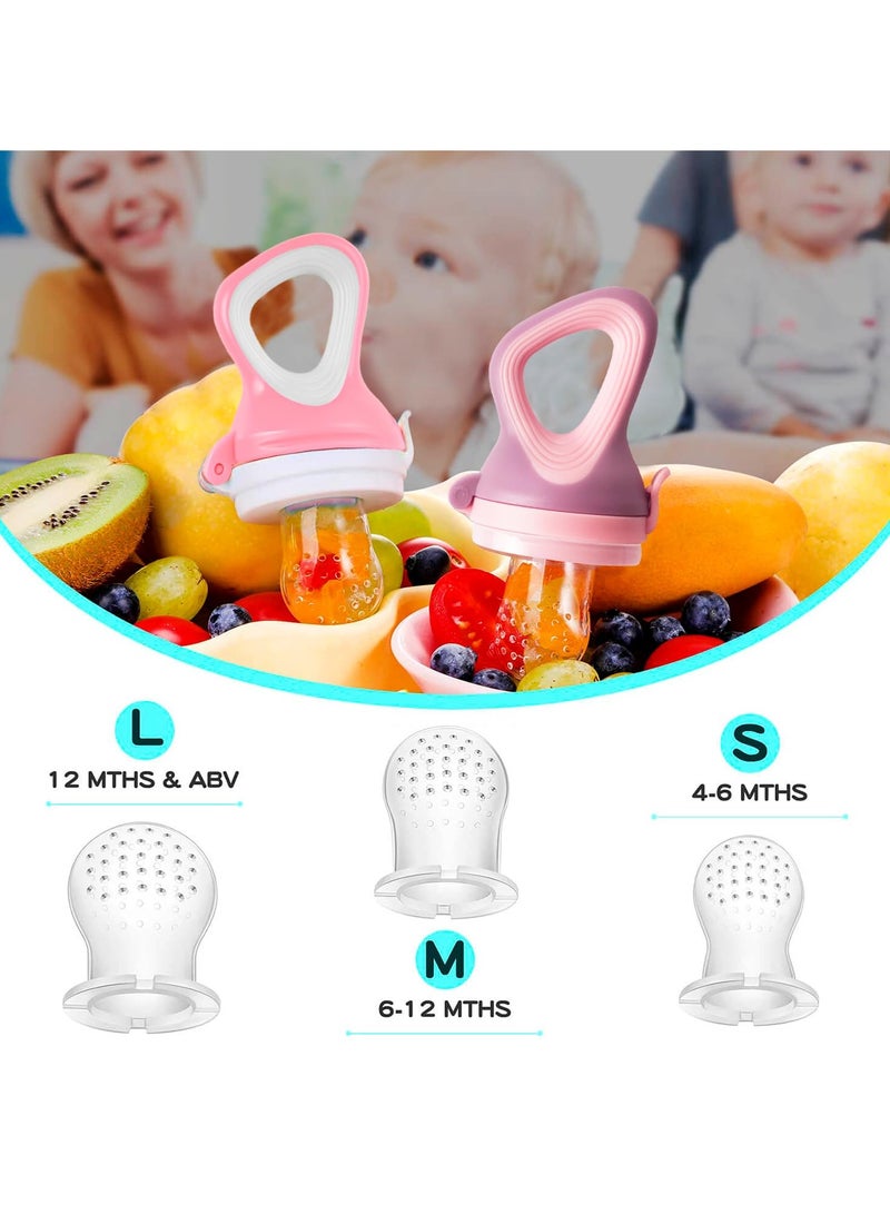 LCAREMOM 3-Pieces Baby Fresh Food Feeder with 3 Sizes Silicone Pouches, BPA Free Soft Teether, Fruit Teether Pacifiers in Appetite Stimulating Colors for Toddlers Infant  - Image 3