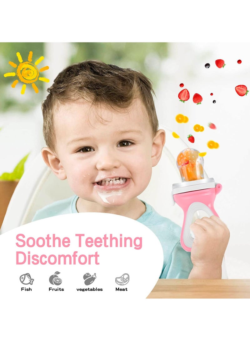 LCAREMOM 3-Pieces Baby Fresh Food Feeder with 3 Sizes Silicone Pouches, BPA Free Soft Teether, Fruit Teether Pacifiers in Appetite Stimulating Colors for Toddlers Infant  - Image 2