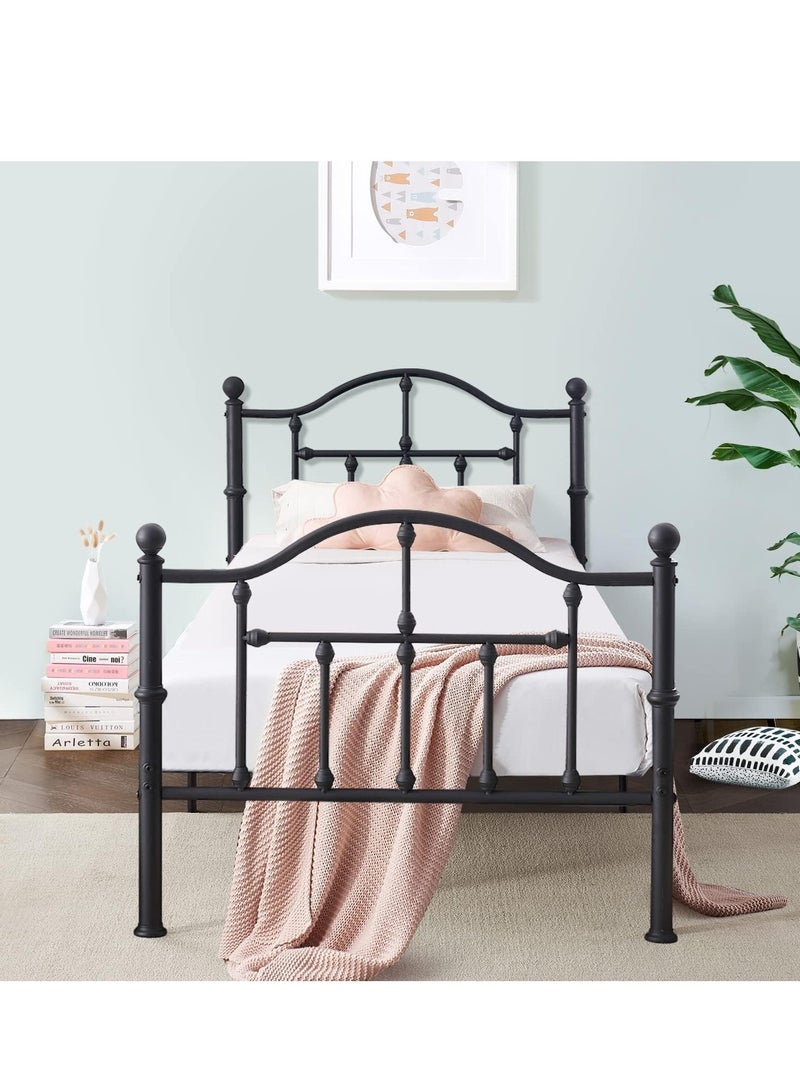 NZONE STORE Metal bed with a combination of durability and beauty for bedroom, black color - size 190 cm - 90 cm - Image 5