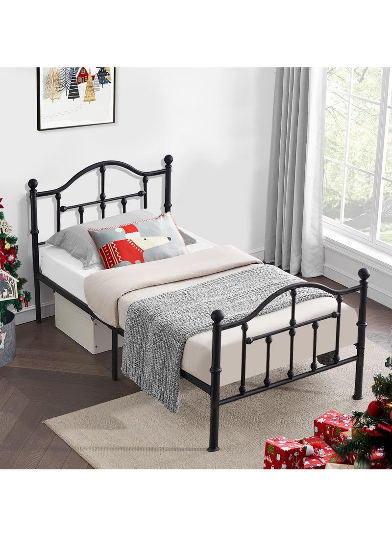 NZONE STORE Metal bed with a combination of durability and beauty for bedroom, black color - size 190 cm - 90 cm - Image 1