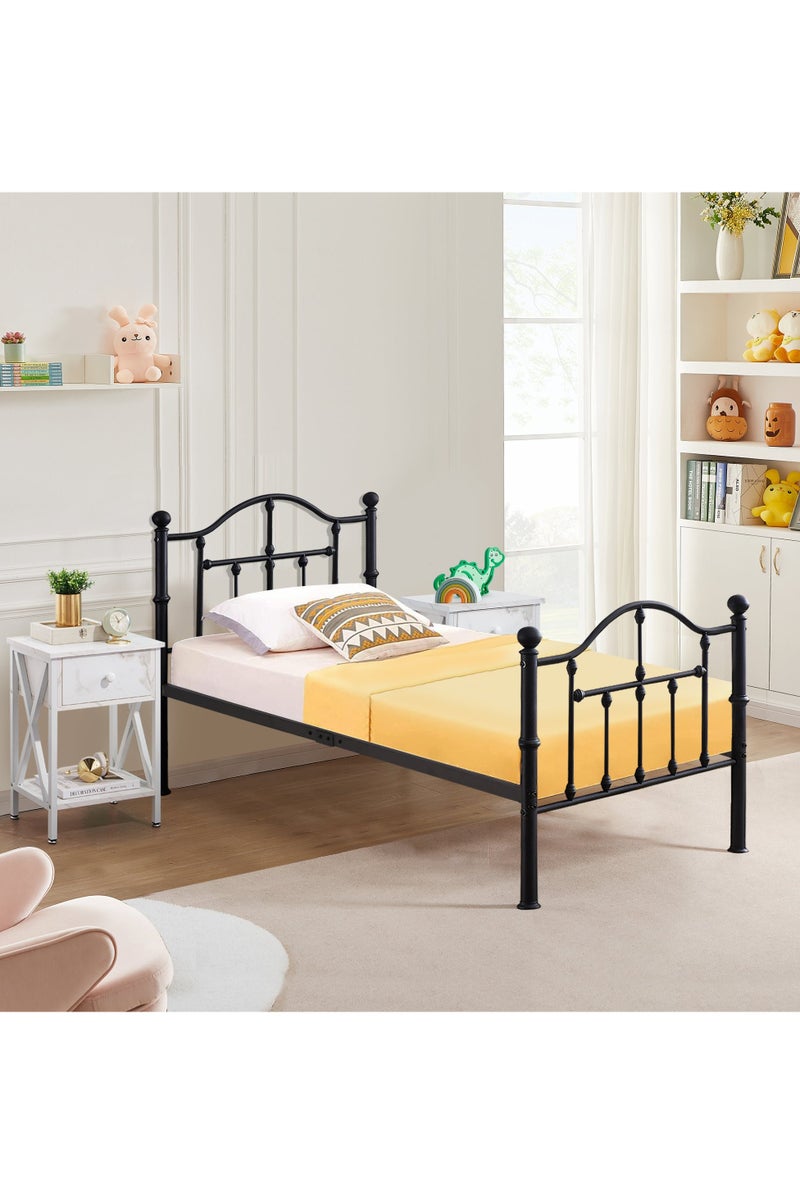 NZONE STORE Metal bed with a combination of durability and beauty for bedroom, black color - size 190 cm - 90 cm - Image 3