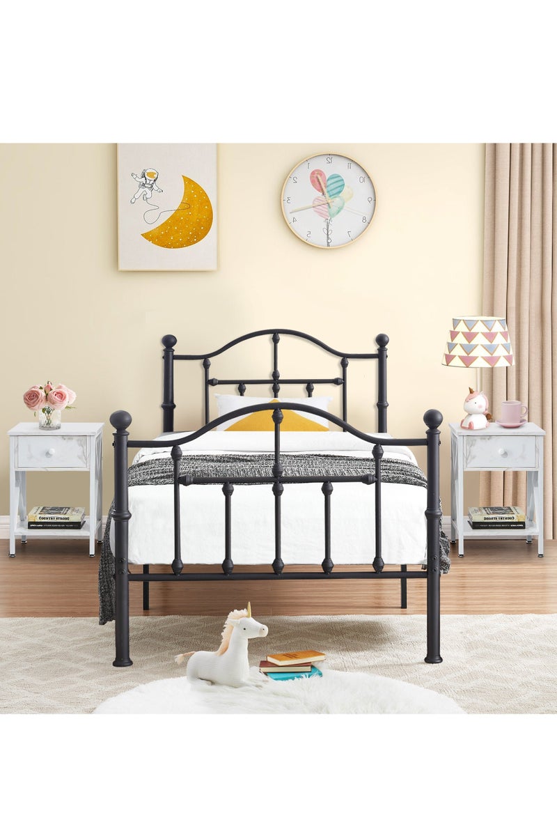 NZONE STORE Metal bed with a combination of durability and beauty for bedroom, black color - size 190 cm - 90 cm - Image 4