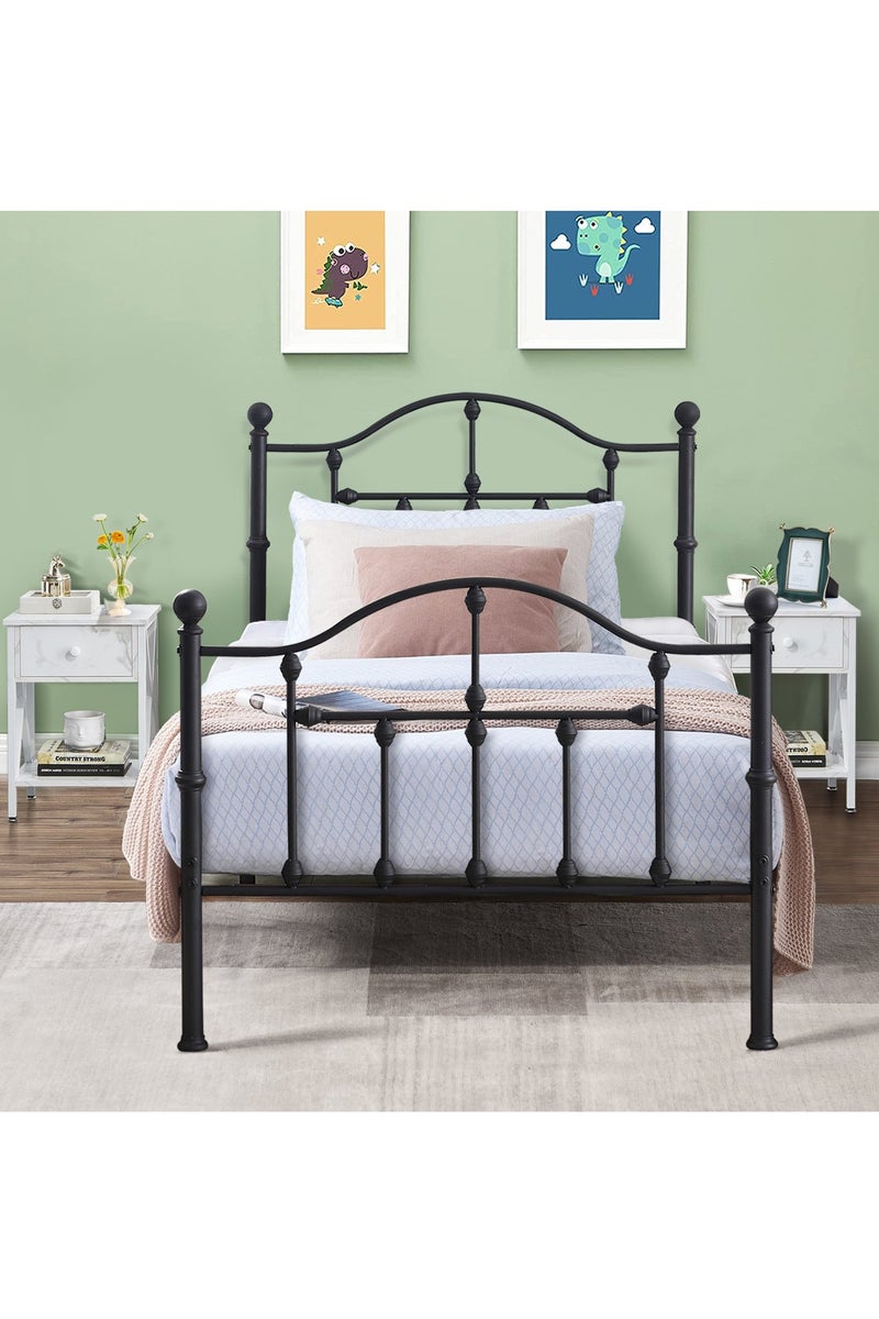 NZONE STORE Metal bed with a combination of durability and beauty for bedroom, black color - size 190 cm - 90 cm - Image 2