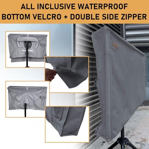 HOMEYA Outdoor TV Cover 52-55 Inches, 600D Heavy Duty Weatherproof TV Enclosure with Front Flap, Waterproof Zipper+Bottom Cover, for Outside LED LCD Flat Screen TVs-Cover Size 51''L x 30''H x 4.5" W - Image 5