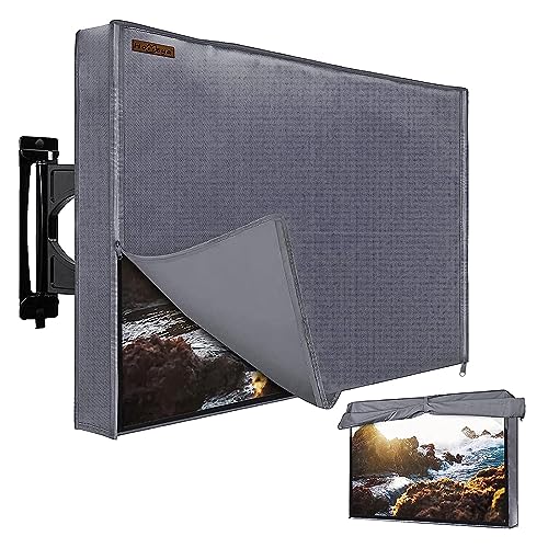 HOMEYA Outdoor TV Cover 52-55 Inches, 600D Heavy Duty Weatherproof TV Enclosure with Front Flap, Waterproof Zipper+Bottom Cover, for Outside LED LCD Flat Screen TVs-Cover Size 51''L x 30''H x 4.5" W - Image 1