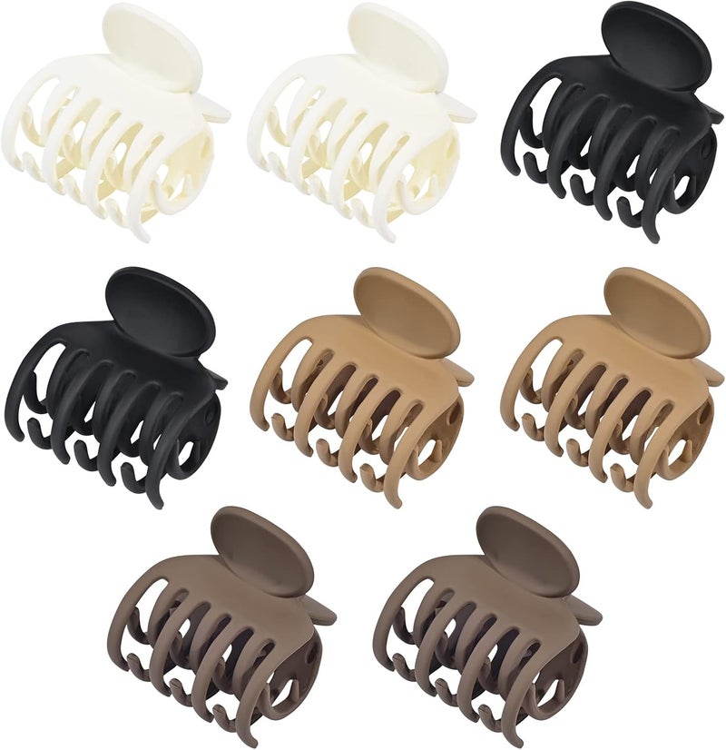 DEEKA Strategic warehouse site Hair Clips Small Claw Clips 8 Pack Double Row Teeth Clips for Thin Hair 1.6" Matte Hair Accessories for Women and Girls Daily life matching design - Image 1