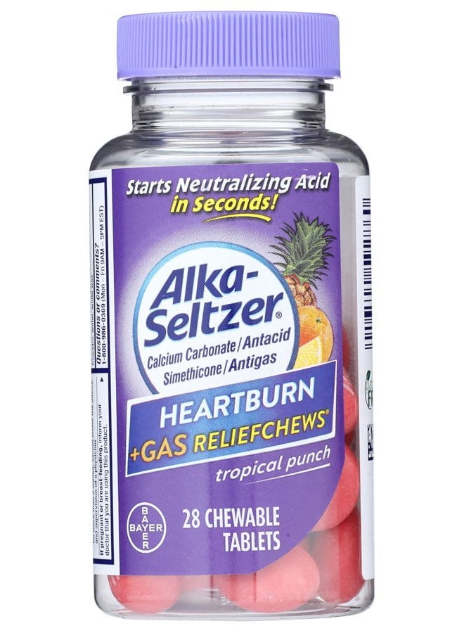 Alka-Seltzer Heartburn + Gas ReliefChews - Relief of Heartburn, Gas, Acid Indigestion, and Sour Stomach - Tropical Punch Flavors - 28 Count - Image 4