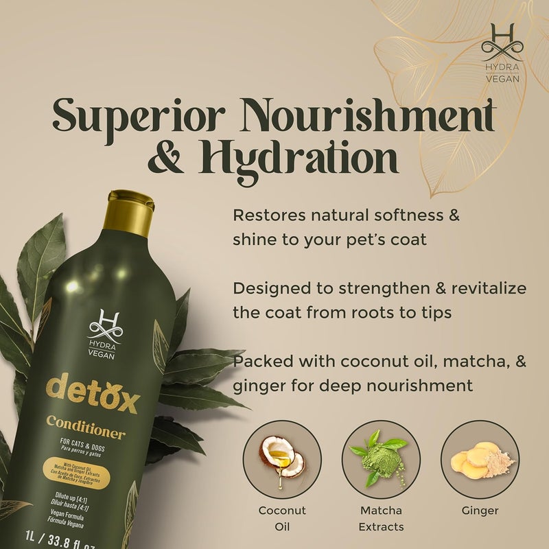 hydra Vegan Detox Conditioner, 1L – Nourishing, Plant-Based Formula for Healthy and Hydrated Hair for Dog - Image 3
