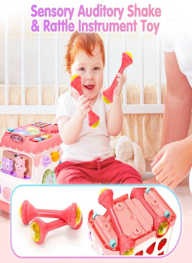 AmiDear Baby Gift for 1-2 Year Old Girl, 10-in-1 Montessori Toys Bus for Baby 6-12-18 Months+, Educational Musical Sensory Learning Toddler Toys Age 1-2, First Christmas and Birthday Gifts Pink - Image 5