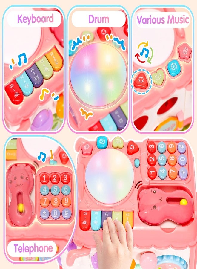 AmiDear Baby Gift for 1-2 Year Old Girl, 10-in-1 Montessori Toys Bus for Baby 6-12-18 Months+, Educational Musical Sensory Learning Toddler Toys Age 1-2, First Christmas and Birthday Gifts Pink - Image 2