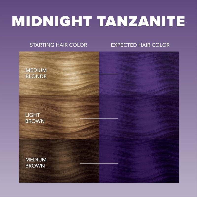 سبلات مجموعة صبغة شعر نصف دائمة من سلسلة Splat Midnight Tanzanite، تحتوي على تطبيق واحد فقط، تشمل كريم ترطيب معاد تشكيل الشعر بعمق، تدوم لمدة 30 غسلة، لا تحتاج إلى استخدام بياض، صبغة شعر نباتية وخالية من القسوة على الحيوانات. - Image 3