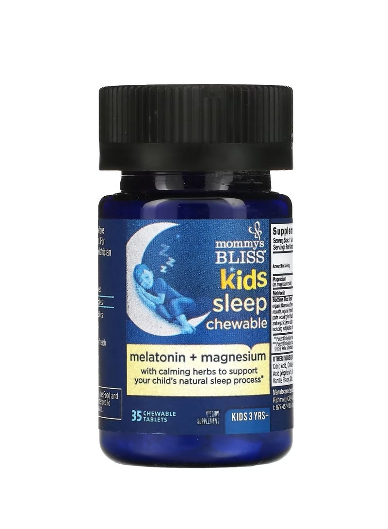 Mommy's Bliss Kids Sleep Chewable Melatonin + Magnesium Kids 3 Yrs+ Natural Grape 35 Chewable Tablets - Image 2