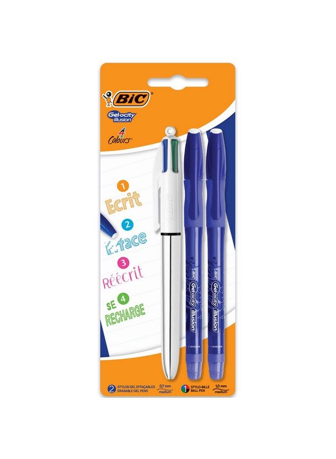 Bic قلم Gelocity Illusion 4 ألوان + قلمين جل قابلين للمسح باللون الأزرق عبوة من 3 أقلام - Image 2