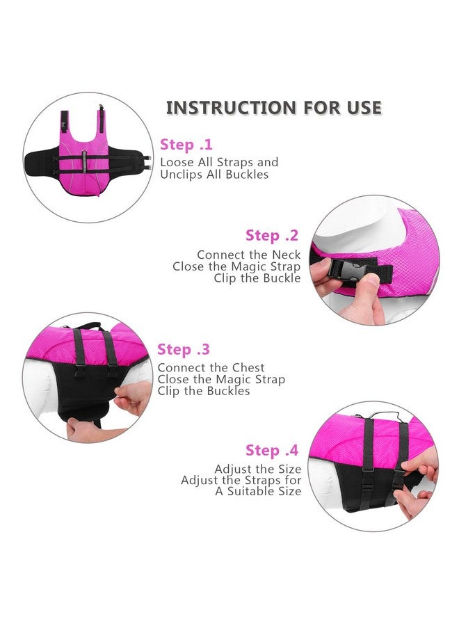 Queenmore Ripstop Dog Life Jacket Shark Life Vest for Dogs, Safety Lifesaver with High Buoyancy and Lift Handle for Small and Medium Breeds（Rose Red XS） - Image 5
