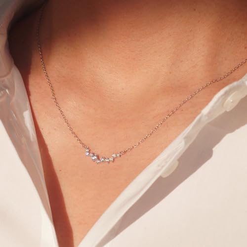 Tasiso Silver Necklaces for Women, Dainty Diamond Necklace 14k Silver Plated Prom Necklace Simple CZ Wedding Necklaces for Women Trendy Everyday Jewelry Gifts - Image 3