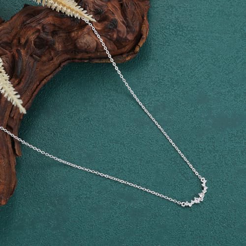 Tasiso Silver Necklaces for Women, Dainty Diamond Necklace 14k Silver Plated Prom Necklace Simple CZ Wedding Necklaces for Women Trendy Everyday Jewelry Gifts - Image 4