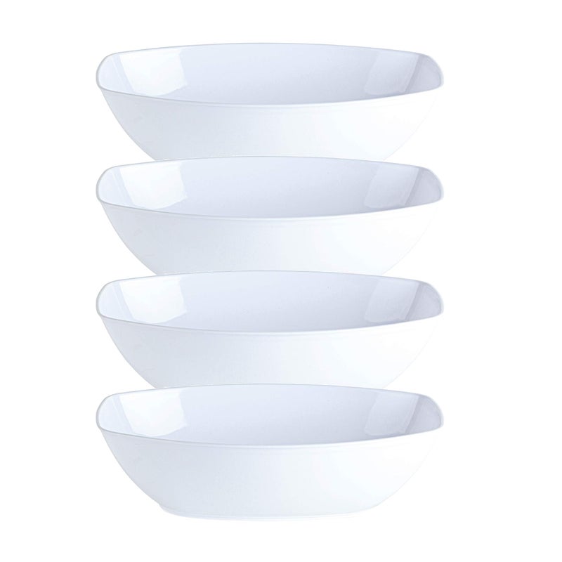 PLASTICPRO Disposable Oval Serving Bowls, Party Snack or Salad Bowl, 72-Ounce, Plastic (4, WHITE BOWLS) - Image 1