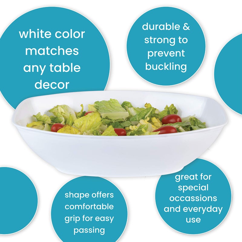 PLASTICPRO Disposable Oval Serving Bowls, Party Snack or Salad Bowl, 72-Ounce, Plastic (4, WHITE BOWLS) - Image 5
