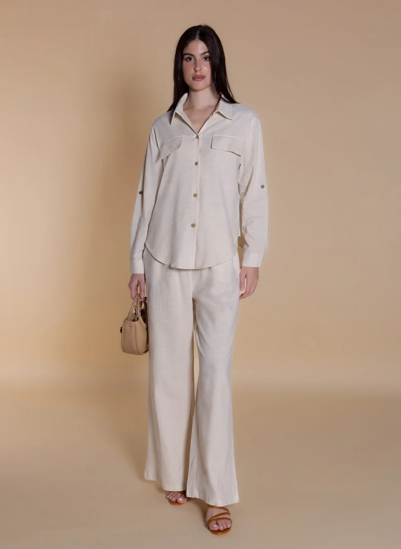 SHAPES LINEN BLEND COMFORT SHIRT SET